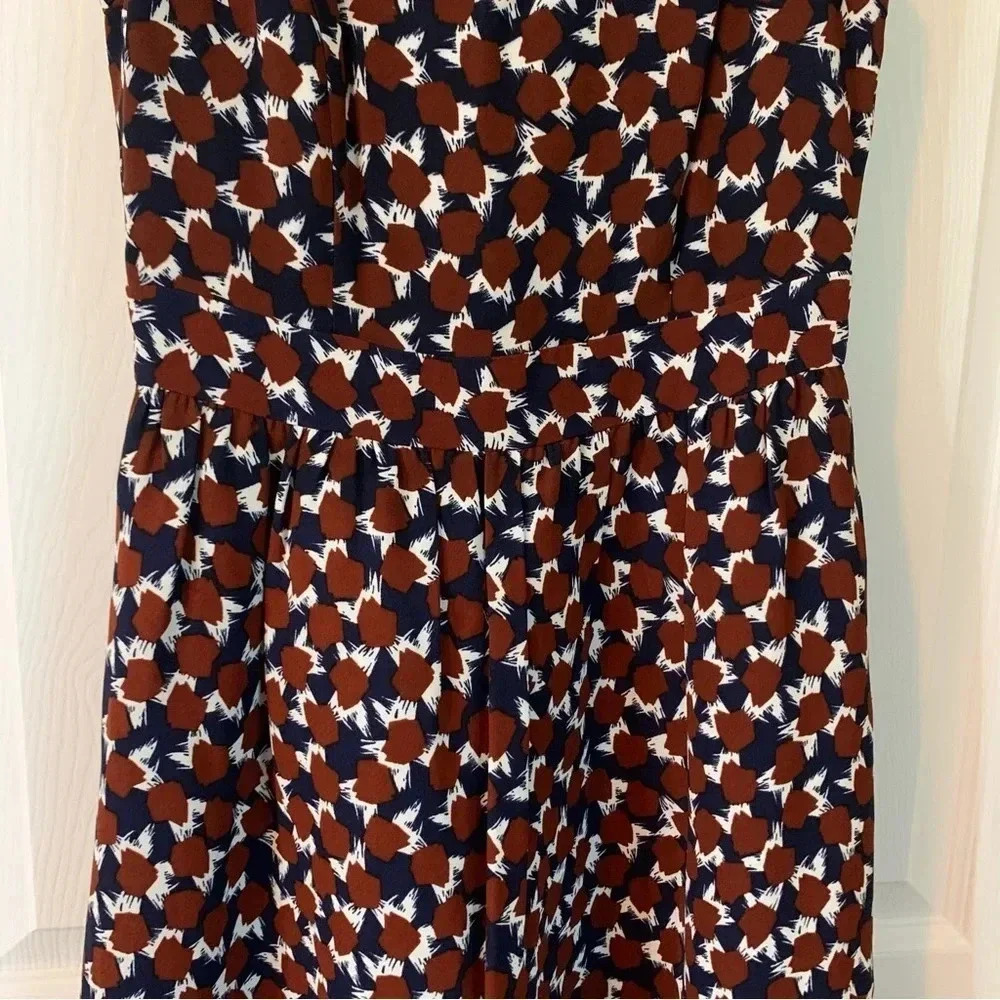 J.Crew Geometric Abstract Print Lined A-line Sleeveless High Neck Dress, size 0 - Picture 5 of 11
